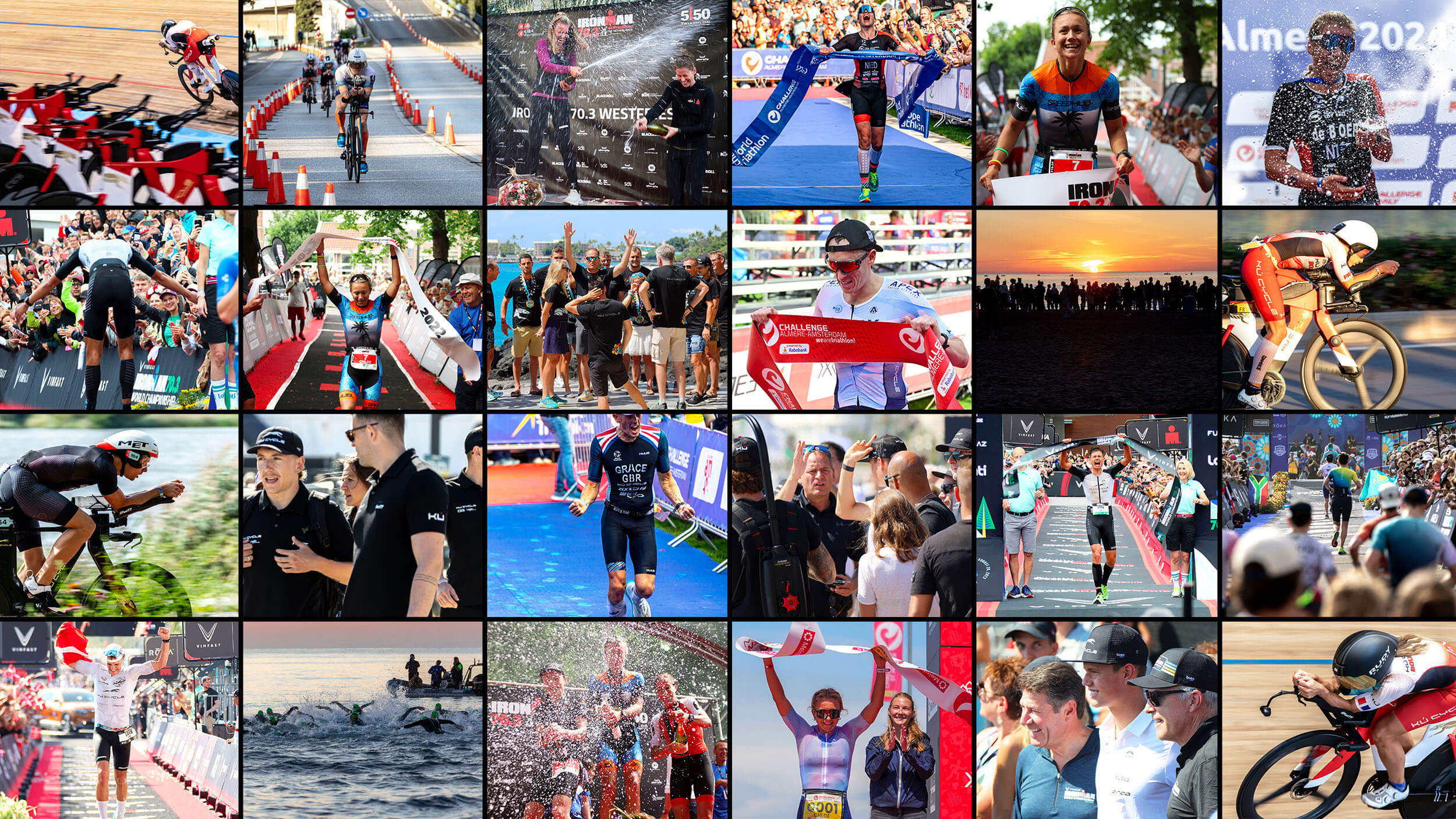 Kú Cycle — race photography wall, finish lines and podiums across the world
