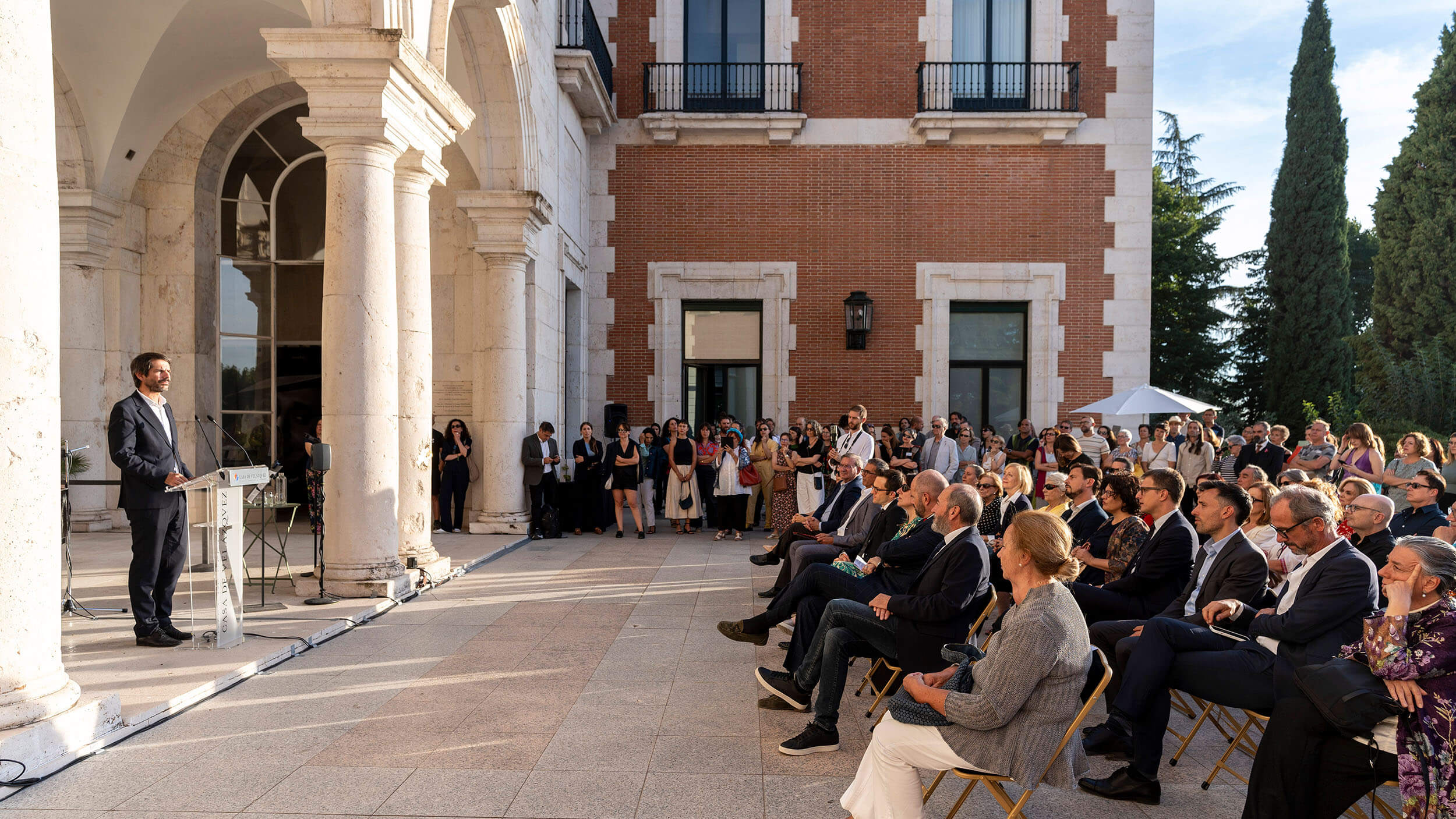 Exhibition opening ceremony — Casa de Velázquez courtyard