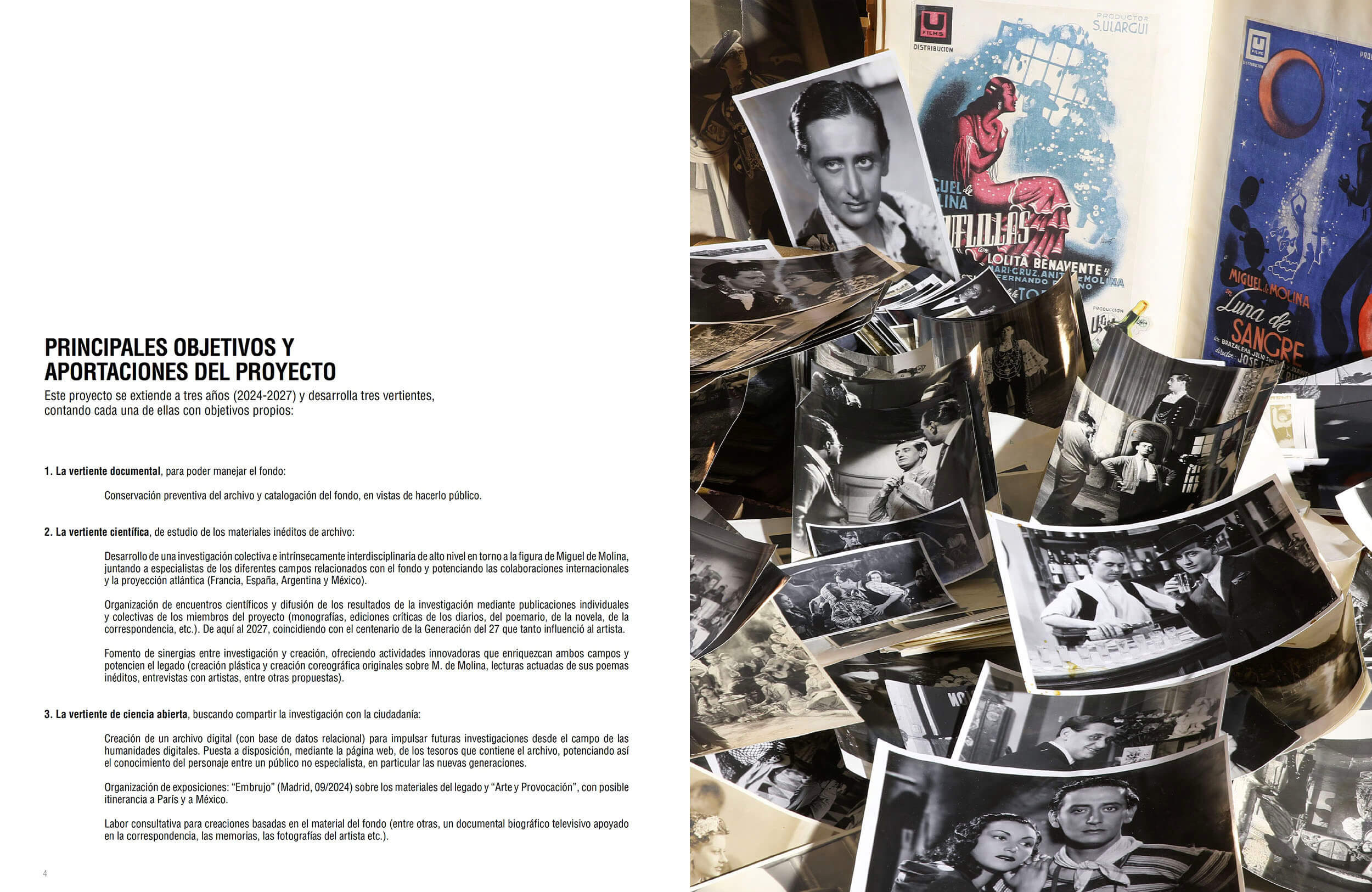 Embrujo — project objectives spread, archive photo pile