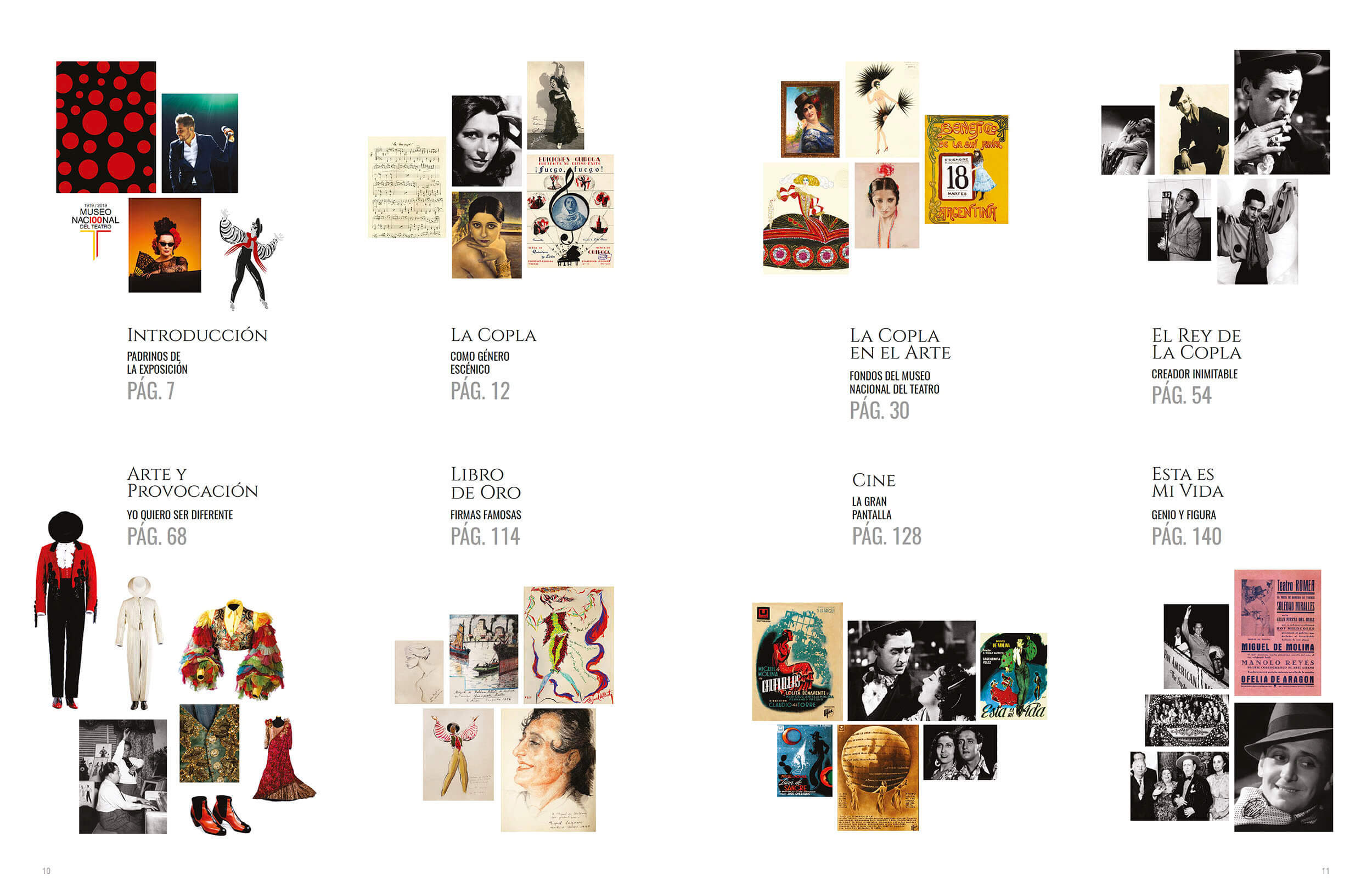 Embrujo — table of contents spread, page index