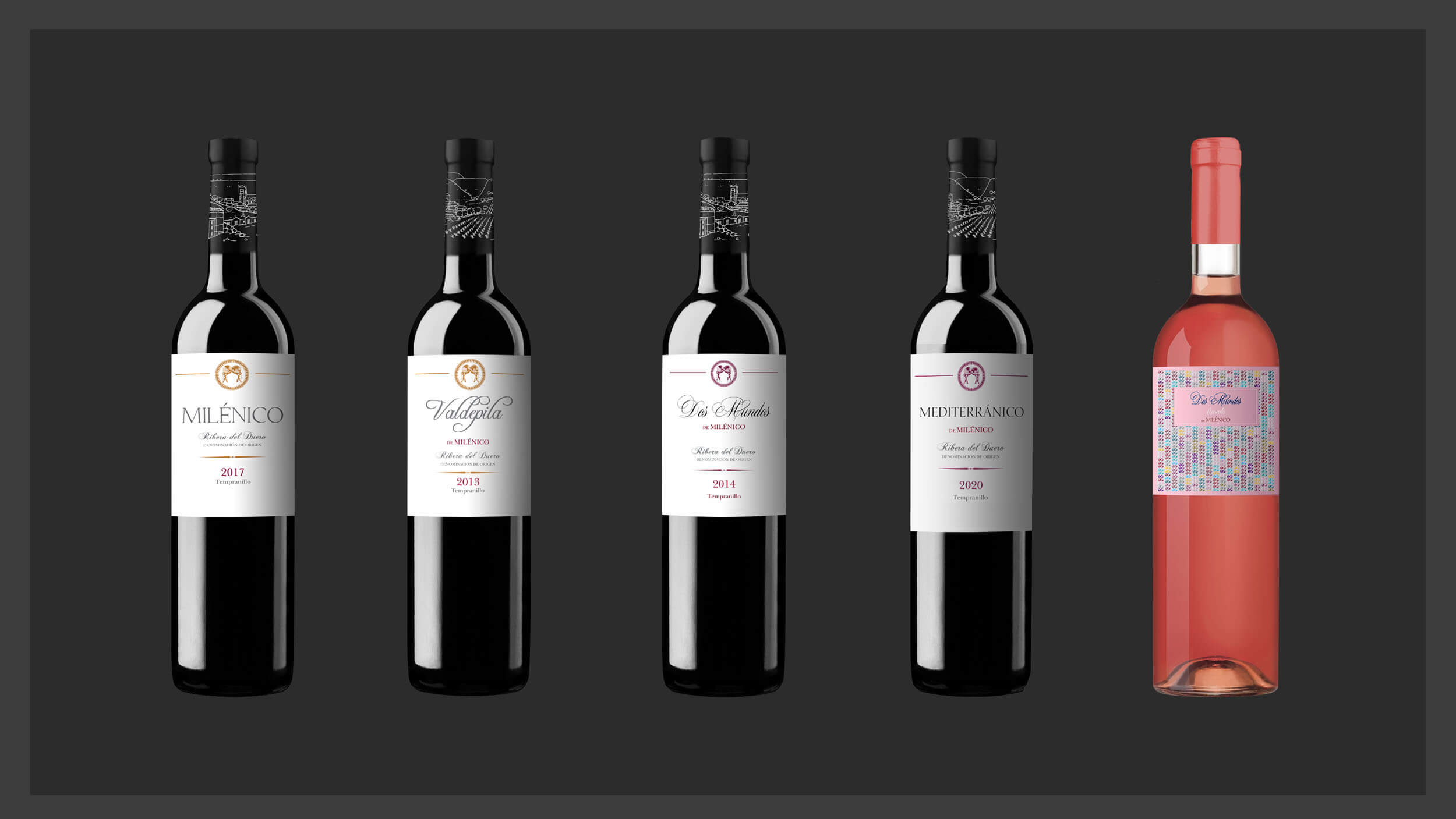Milénico range — Milénico, Valdepila, Dos Mundos, Mediterránico and rosé bottles