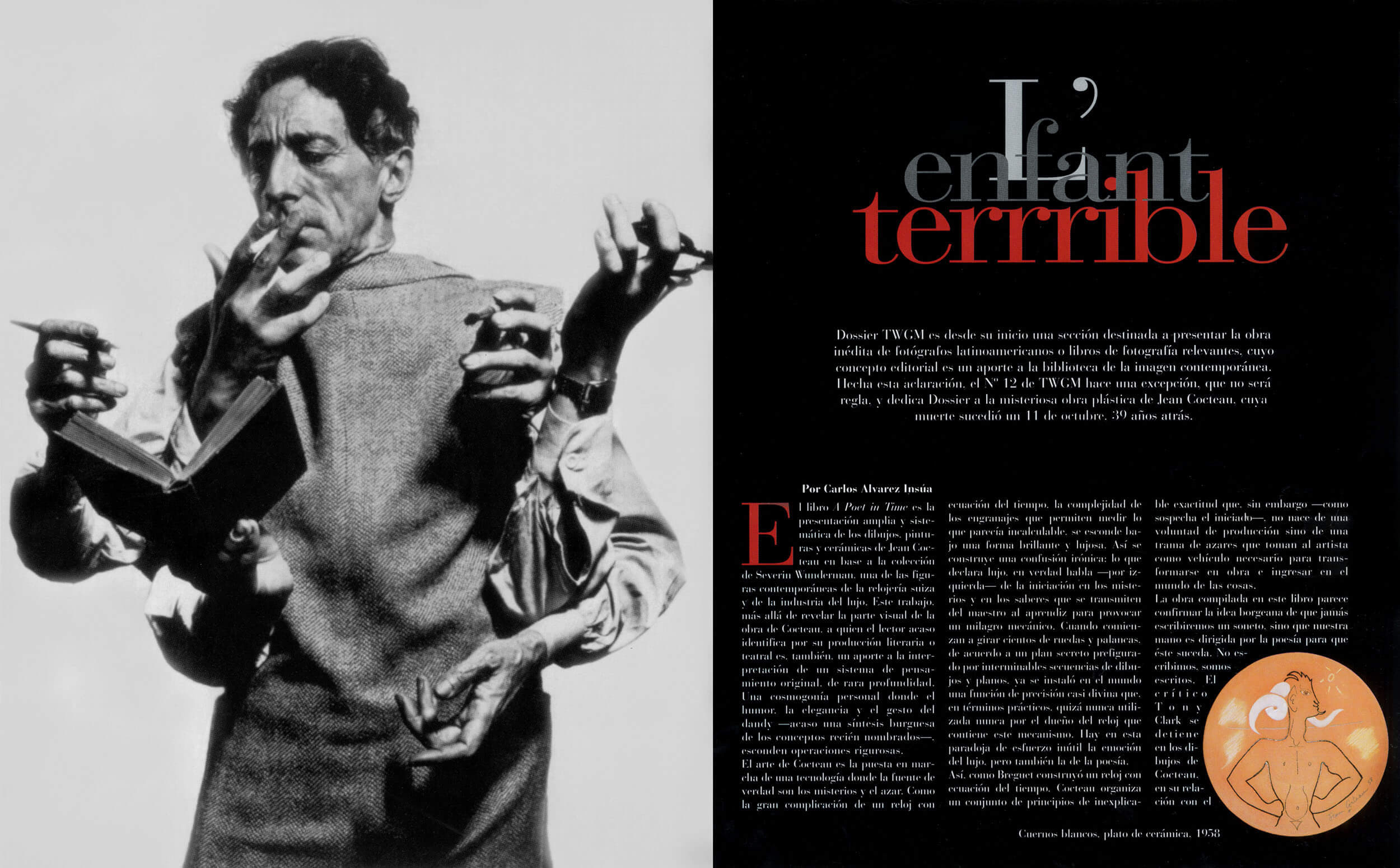 Editorial spread — portrait feature, black-and-white figure study