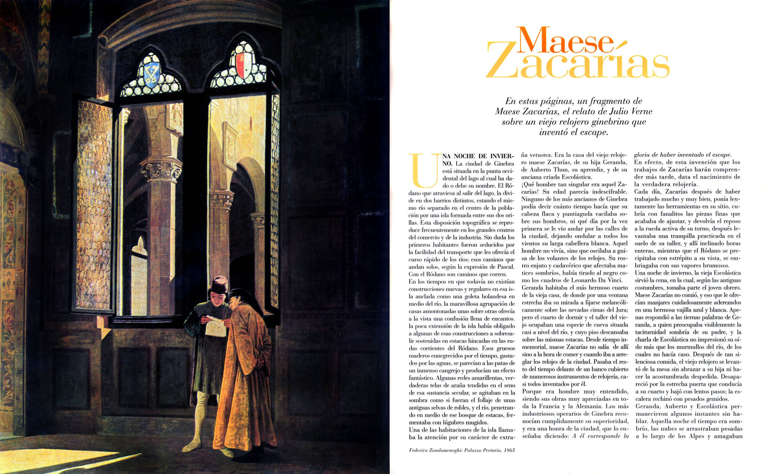 Editorial spread — 'Maese Zacarías', stained-glass interior