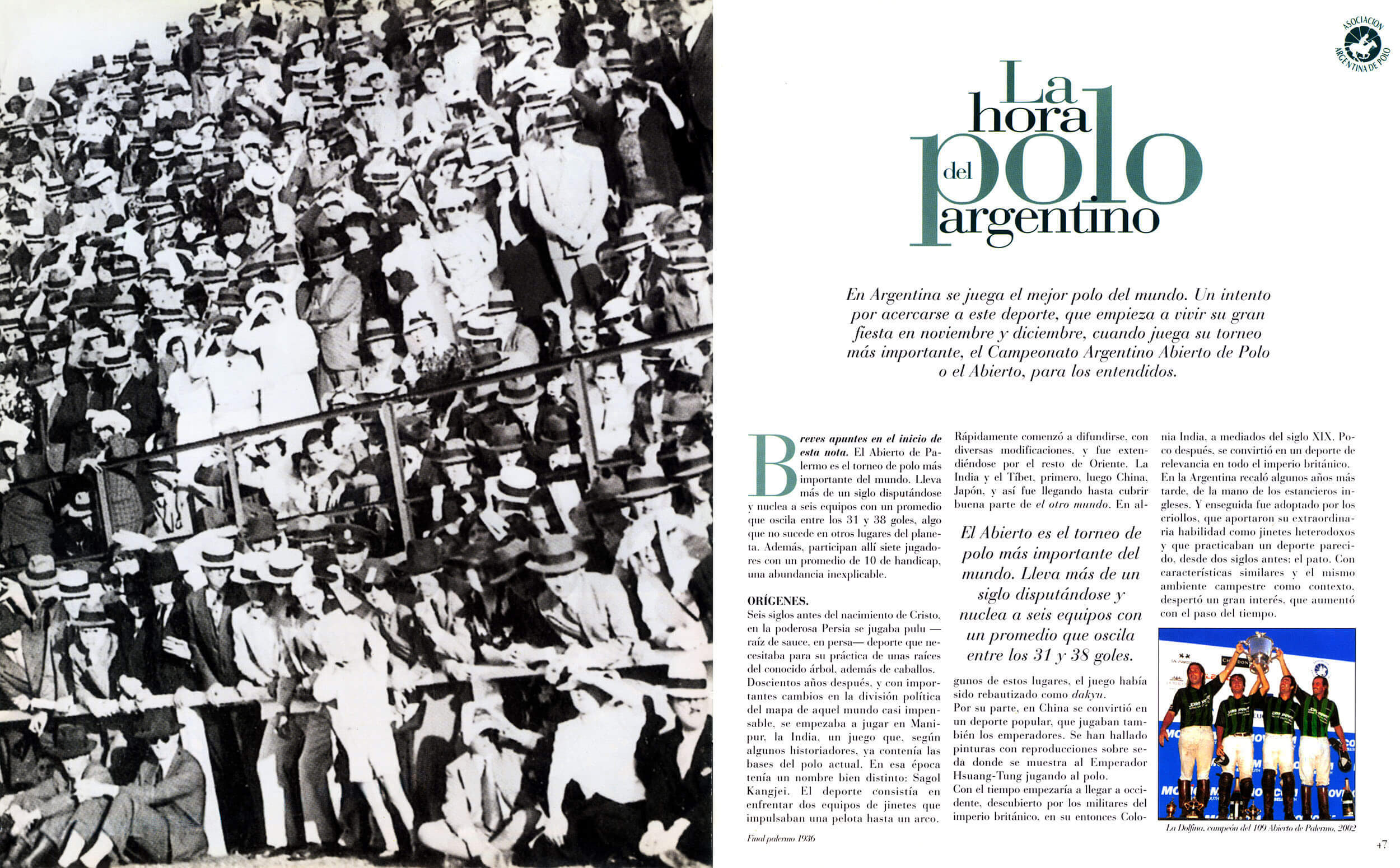 Editorial spread — 'La hora del polo argentino', crowd photograph
