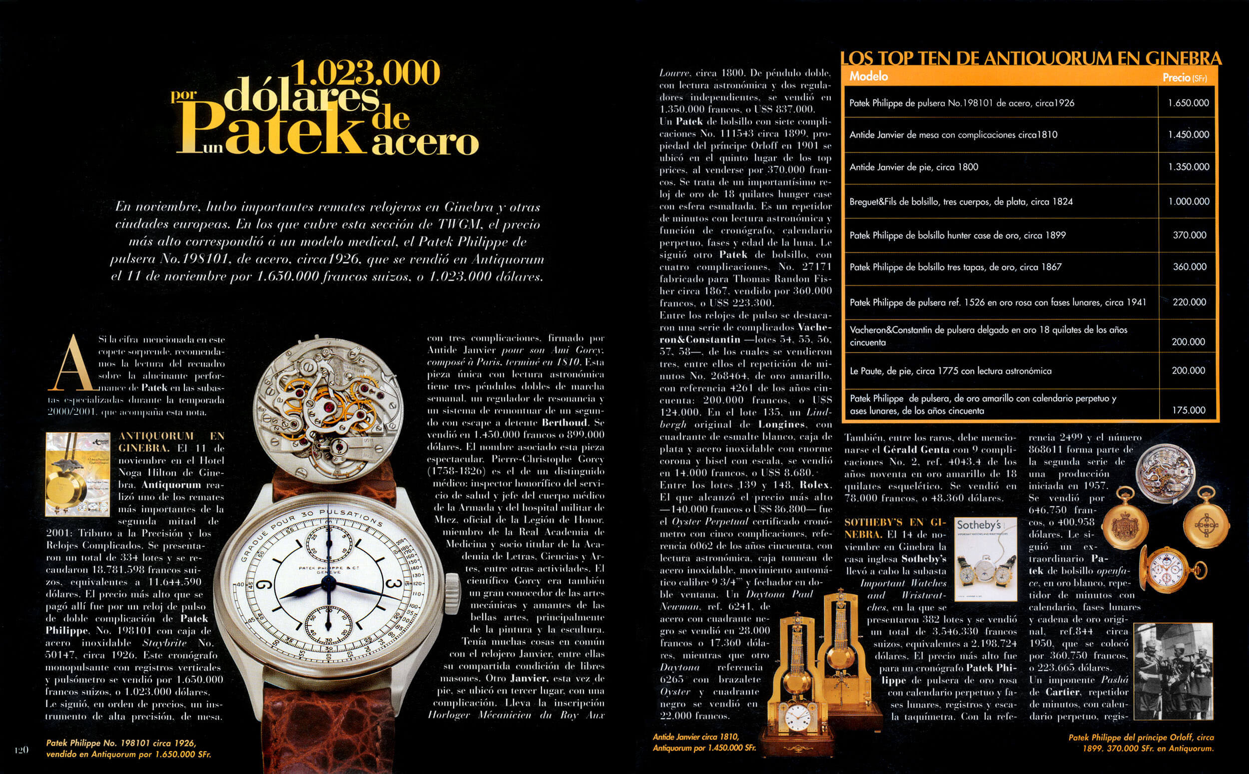 Editorial spread — Patek Philippe steel watch feature